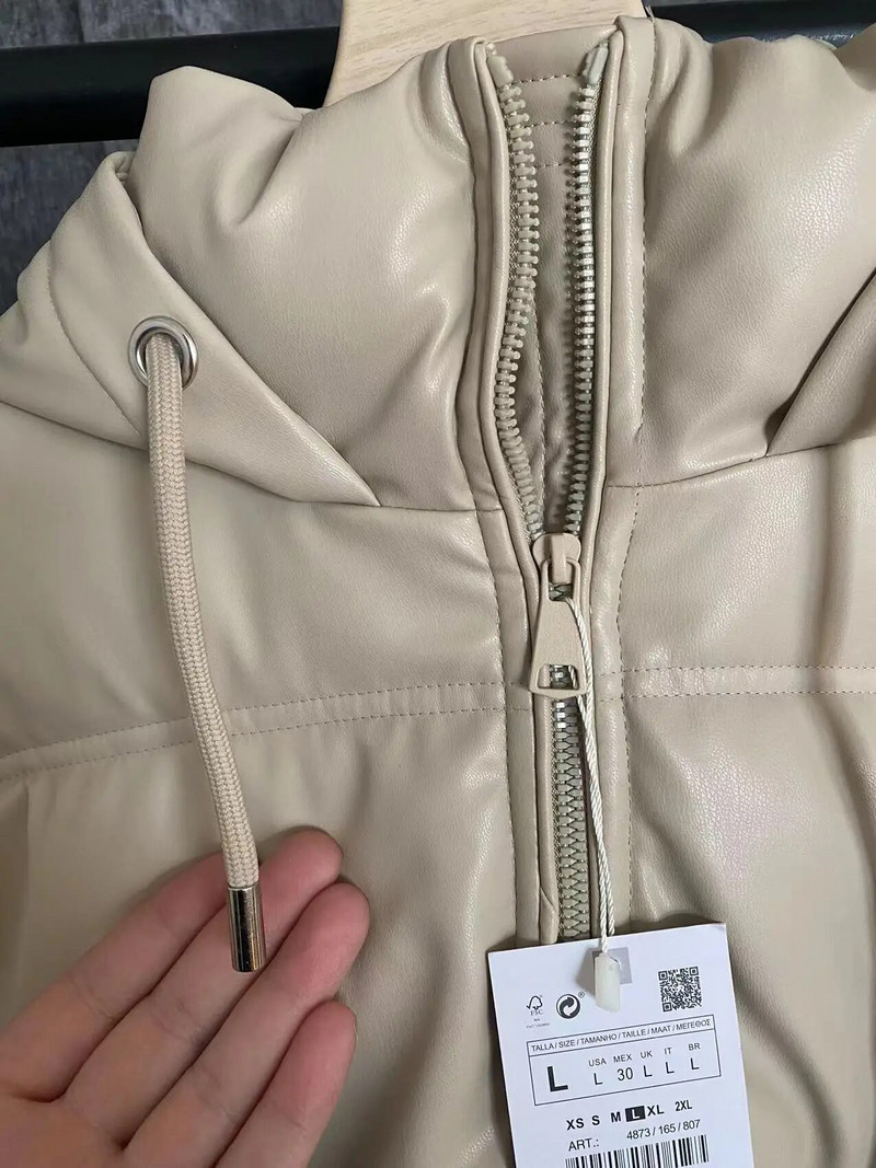 Rudens ir žiemos nauji moteriški drabužiai europietiška ir amerikietiška gatvės stiliaus dirbtinės odos trumpa medvilninė striukė su gobtuvu