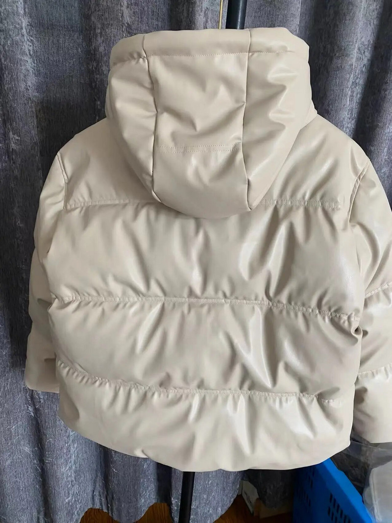 Rudens ir žiemos nauji moteriški drabužiai europietiška ir amerikietiška gatvės stiliaus dirbtinės odos trumpa medvilninė striukė su gobtuvu