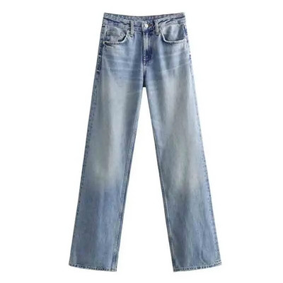 TRAF teksad naistele laia säärega püksid Sügis uus 2023 Naiste teksapüksid kottis püksid Pehmed teksad Mood vintage naiste laiad püksid