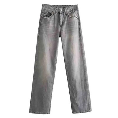 TRAF teksad naistele laia säärega püksid Sügis uus 2023 Naiste teksapüksid kottis püksid Pehmed teksad Mood vintage naiste laiad püksid