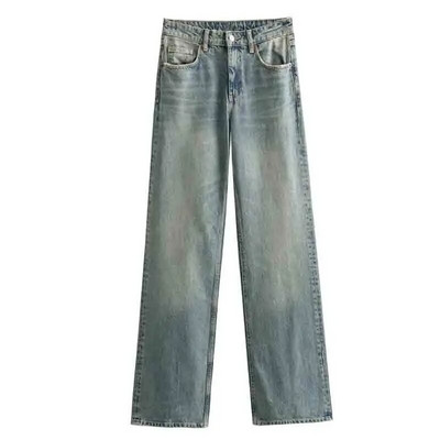 TRAF teksad naistele laia säärega püksid Sügis uus 2023 Naiste teksapüksid kottis püksid Pehmed teksad Mood vintage naiste laiad püksid