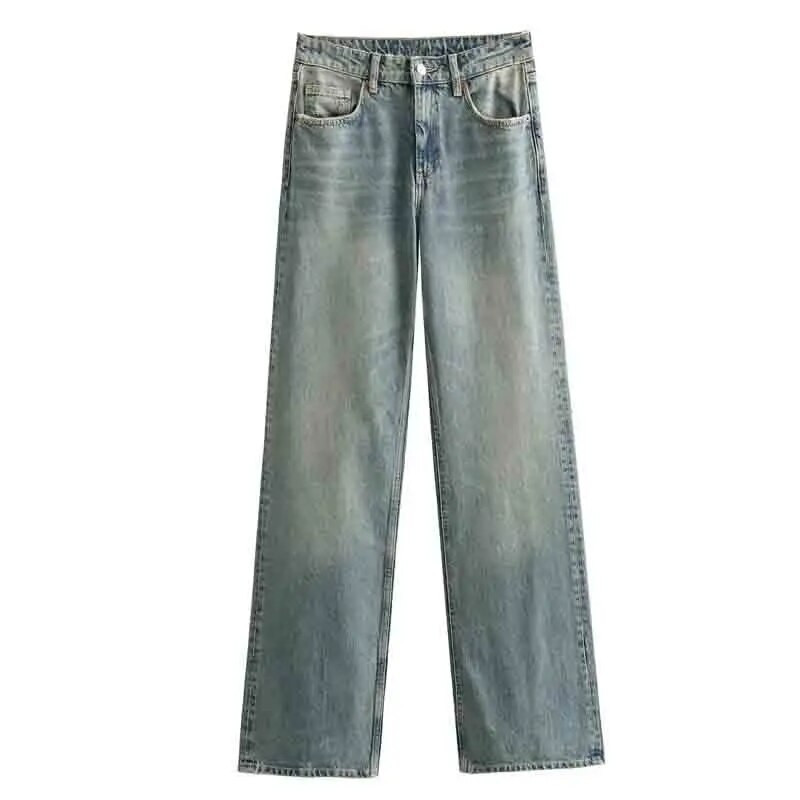 TRAF teksad naistele laia säärega püksid Sügis uus 2023 Naiste teksapüksid kottis püksid Pehmed teksad Mood vintage naiste laiad püksid