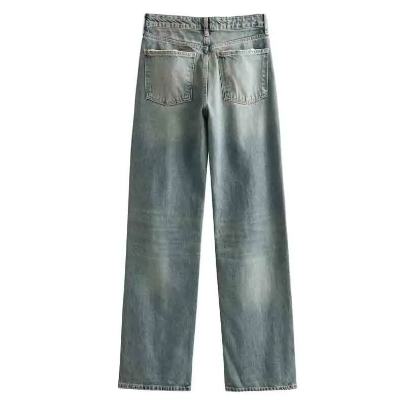 TRAF teksad naistele laia säärega püksid Sügis uus 2023 Naiste teksapüksid kottis püksid Pehmed teksad Mood vintage naiste laiad püksid