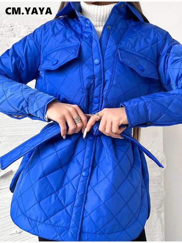 CM.YAYA vintage naiste Argyle`i pikkade varrukatega üherealine reväärkrae, õhuke parkjakk, 2022. aasta sügistalvine soe välisriided