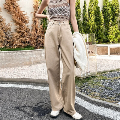 Moteriški džinsai Baggy Vintažinis tiesus aukštu juosmeniu Korėjos mados gatvės apranga Laisvalaikio kelnės moteriškos plačios kelnės Purpurinės mamos džinsinės kelnės