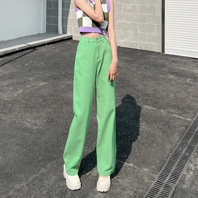 Moteriški džinsai Baggy Vintažinis tiesus aukštu juosmeniu Korėjos mados gatvės apranga Laisvalaikio kelnės moteriškos plačios kelnės Purpurinės mamos džinsinės kelnės