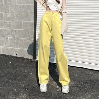 Moteriški džinsai Baggy Vintažinis tiesus aukštu juosmeniu Korėjos mados gatvės apranga Laisvalaikio kelnės moteriškos plačios kelnės Purpurinės mamos džinsinės kelnės
