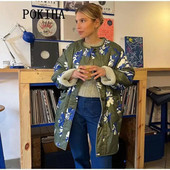 Pokiha mood naiste lambavill vabaaja paks soe lillemustriga jope Vintage pikkade varrukatega nööbiga naiste pealisriided talv uus