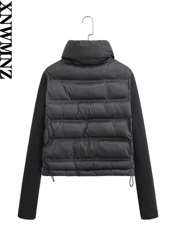 XNWMNZ 2023 Γυναικείο μπάλωμα μόδας με επένδυση Γυναικείο αδιάβροχο μακρυμάνικο με ψηλό λαιμό, ρυθμιζόμενο επάνω γυναικείο ζεστό παλτό