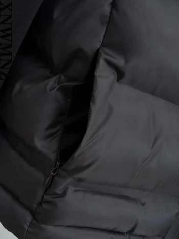 XNWMNZ 2023 Дамско модно яке с кръпка и подплата Дамско водоустойчиво яке с висока яка и дълъг ръкав, регулируема горна част на подгъва Дамско топло палто