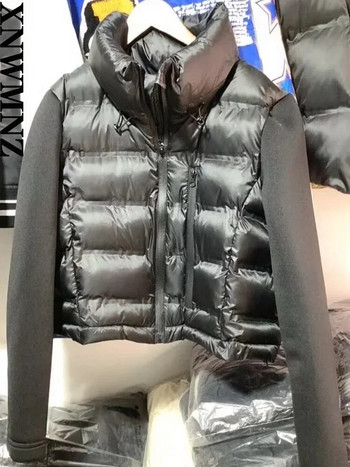 XNWMNZ 2023 Γυναικείο μπάλωμα μόδας με επένδυση Γυναικείο αδιάβροχο μακρυμάνικο με ψηλό λαιμό, ρυθμιζόμενο επάνω γυναικείο ζεστό παλτό