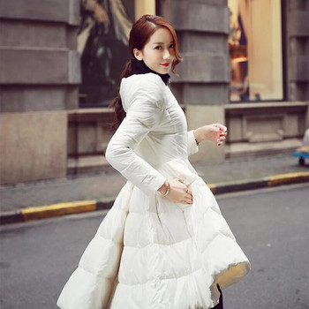 Χοντρό βαμβακερό μπουφάν Γυναικείο γιακά μακρυμάνικο συνονθύλευμα βολάν Street Tunic Γυναικεία παλτό μόδας Γυναικεία