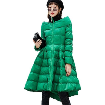 Дебело памучно яке за жени с яка и дълги ръкави с пачуърк с волани Улична туника Дамски модни палта Дамски