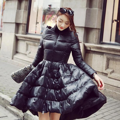 Paks puuvillane jope naistele krae pikkade varrukatega lapiline volangid Tänava tuunika Naiste moemantlid Naistele