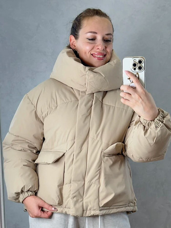 2023 Χειμερινό νέο γυναικείο μπουφάν με κουκούλα πάρκα με κουκούλα Γυναικεία μπουφάν με φερμουάρ Γυναικεία παχύρρευστη ζεστή μεγάλη τσέπη βαμβακερό παλτό