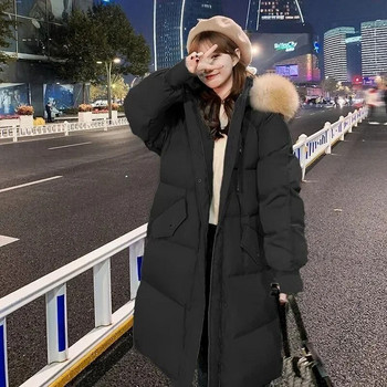 2023Νέο γυναικείο πουπουλένιο βαμβακερό παλτό Χειμερινό μπουφάν Γυναικεία έκδοση Φαρδιά πάρκα Χοντρό πανωφόρι με κουκούλα Πανωφόρι Ευέλικτο τεχνητό μαλλί