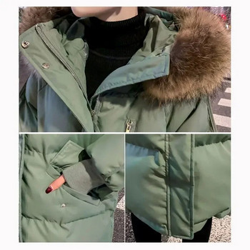 2023Νέο γυναικείο πουπουλένιο βαμβακερό παλτό Χειμερινό μπουφάν Γυναικεία έκδοση Φαρδιά πάρκα Χοντρό πανωφόρι με κουκούλα Πανωφόρι Ευέλικτο τεχνητό μαλλί