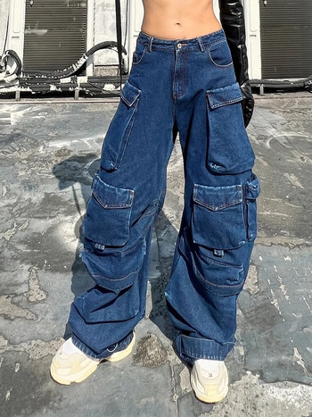 Μονόχρωμο μονόχρωμο Loose Jeans Γυναικείο High Street Ρετρό Hip-hop Φαρδύ παντελόνι Casual ίσιο ψηλόμεσο γυναικείο τζιν