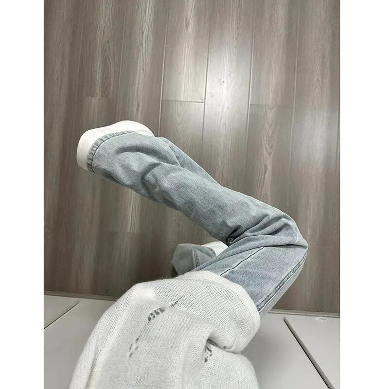 Xpqbb naiste laia säärega teksapüksid mood helesinised tänavarõivad Y2K teksad naistele esteetilised kõrge vöökohaga laienevad püksid naistele