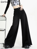 Mop Teksad Naised kottis mustad tänavarõivad Tutt laia säärega Denimpüksid Kolledži Kõrge vöökohaga Y2k Riided Retro kevad Täielik šikk