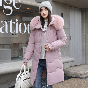 CRRIFLZ Fashion Μονόχρωμο Πάρκα με κουκούλα Χαλαρά casual μπουφάν Γυναικεία φθινοπωρινά χειμωνιάτικα μεσαία μακρύ παλτό