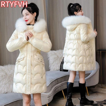 2023 Νέο χειμωνιάτικο μπουφάν Parkas Γυναικείο παλτό με γούνινο γιακά με κουκούλα Πανωφόρι Γυναικείο τζάκετ Χοντρό ζεστό βαμβακερό padded Puffer Parka Outwear
