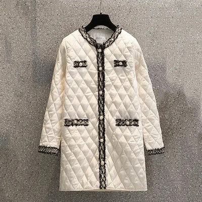 Žieminiai vidutinio ilgio medvilne paminkštinti paminkštinti parkai korėjietiški madingi stori šilti, dideli viršutiniai drabužiai, 2023 m. laisvalaikio lengvi ilgi viršutiniai drabužiai