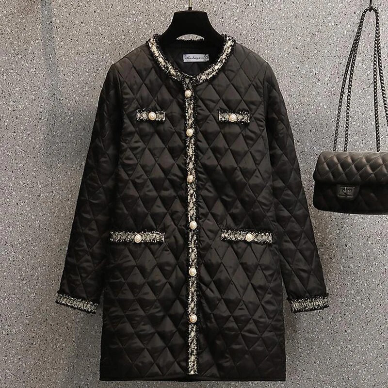 Žieminiai vidutinio ilgio medvilne paminkštinti paminkštinti parkai korėjietiški madingi stori šilti, dideli viršutiniai drabužiai, 2023 m. laisvalaikio lengvi ilgi viršutiniai drabužiai