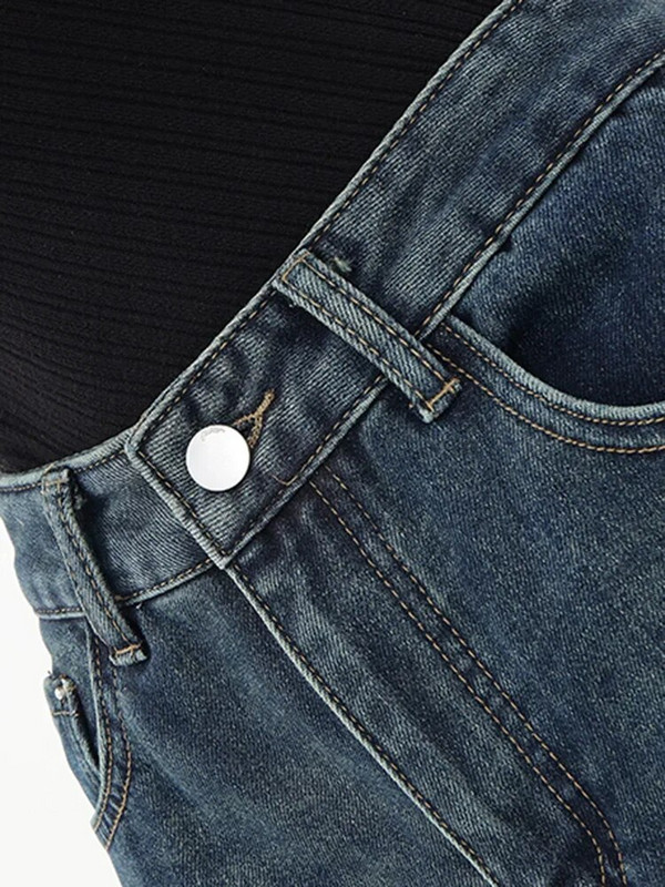 Baggy teksad Naiste kõrge vöökohaga ebaregulaarsed teksad Sinised teksapüksid mood High Street Button Laia säärega teksad lahtised Y2K püksid