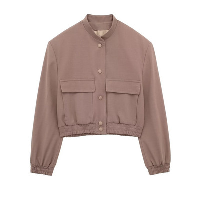 TRAF vanaaegne soliidne pikkade varrukatega pommitaja jakk, naiste vabaaja mantlid, 2023. aasta tänavarõivad, naiste elegantne revääri lukuga jakk