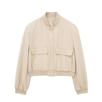 TRAF vanaaegne soliidne pikkade varrukatega pommitaja jakk, naiste vabaaja mantlid, 2023. aasta tänavarõivad, naiste elegantne revääri lukuga jakk