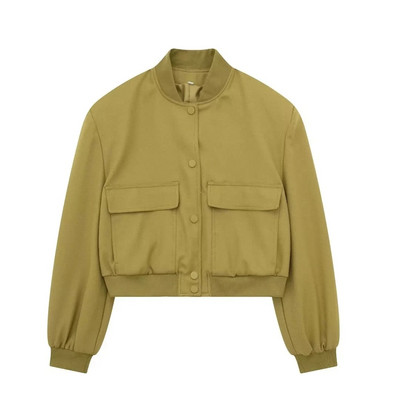 TRAF vanaaegne soliidne pikkade varrukatega pommitaja jakk, naiste vabaaja mantlid, 2023. aasta tänavarõivad, naiste elegantne revääri lukuga jakk