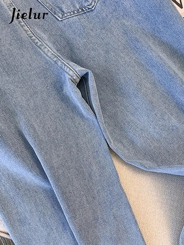 Jielur sinine sirge pärlmutter šikk naiste teksad kõrge vöökohaga ühevärvilised lahtised teksapüksid laia säärega püksid vabaaja naiste mood tänavarõivad
