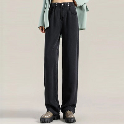 Tänavarõivad Denim Naiste teksad Naiste kõrge vöökoht Y2k Naiste riided Korea y2k sirge säärega Teksad Püksid Vintage riided Sinine