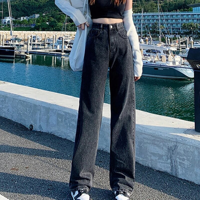 Tänavarõivad Denim Naiste teksad Naiste kõrge vöökoht Y2k Naiste riided Korea y2k sirge säärega Teksad Püksid Vintage riided Sinine