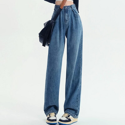 Tänavarõivad Denim Naiste teksad Naiste kõrge vöökoht Y2k Naiste riided Korea y2k sirge säärega Teksad Püksid Vintage riided Sinine