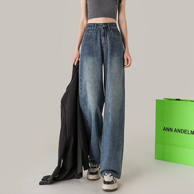 Tänavarõivad Denim Naiste teksad Naiste kõrge vöökoht Y2k Naiste riided Korea y2k sirge säärega Teksad Püksid Vintage riided Sinine