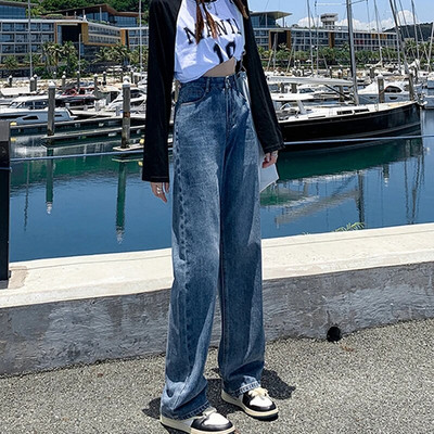 Tänavarõivad Denim Naiste teksad Naiste kõrge vöökoht Y2k Naiste riided Korea y2k sirge säärega Teksad Püksid Vintage riided Sinine