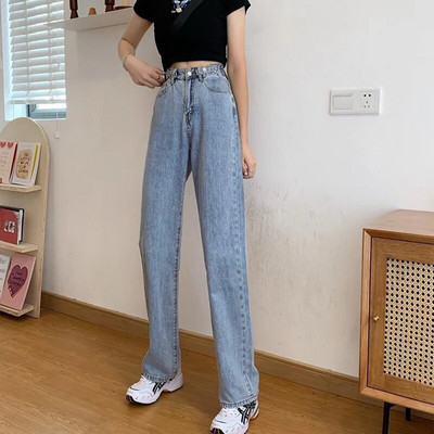 Tänavarõivad Denim Naiste teksad Naiste kõrge vöökoht Y2k Naiste riided Korea y2k sirge säärega Teksad Püksid Vintage riided Sinine