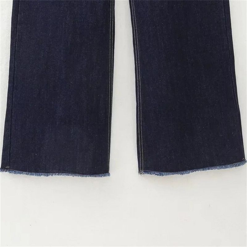 UNIZERA2023 rudens naujos moteriškos universalios plonos plačios kelnės su aukšto juosmens kišenėmis ir tiesiomis džinsais