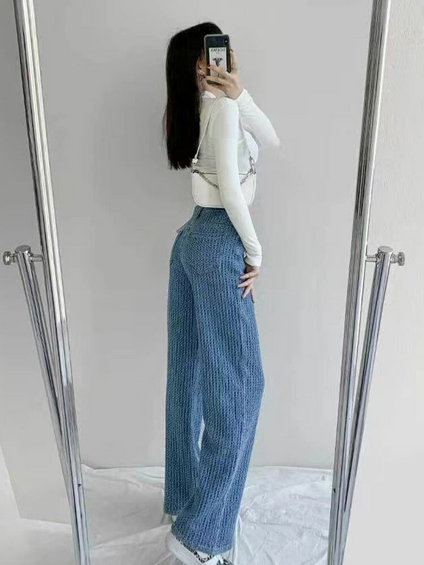 Moteriški džinsai 2022 m. plačios kelnės Moteriškos laisvalaikio tiesios kelnės Moteriškos kelnės aukštu juosmeniu Nemokamas pristatymas Retro aukšto juosmens kelnės Fashi