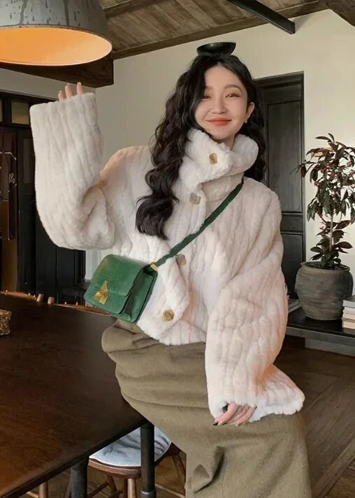 Vintažinis apkarpytas kaklo laisvas laisvalaikio striukė Japoniška gatvės apranga Madingi pūkuoti paltai Y2k estetiški grunge moteriški chaqueta paltai