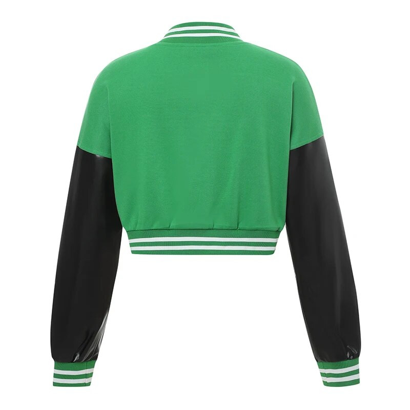 Naine Y2K ülisuure pesapallivormi jope Bomber pealismantli kirjadega tikandimustriga pikkade varrukatega jakk