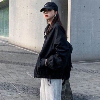 Oversize μπουφάν Γυναικείο 2023 Ανοιξιάτικα Streetwear Παλτό Κορεατικού στυλ Harajuku Γυναικείο τζάκετ με φερμουάρ Νέο σε εξωτερικά ρούχα Windbreaker