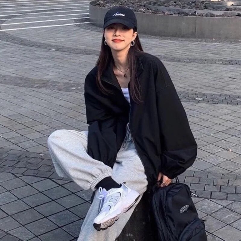 Jachetă oversize femeie 2023, primăvară, haină de stradă, haină în stil coreean, jachetă harajuku pentru femei, cu fermoar, nou în îmbrăcăminte exterioară, jachetă de vânt