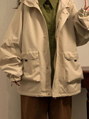 Suuremõõtmeline kapuutsiga jope Naiste Vintage lahtised tuulejakid Naiste Korea stiilne Harajuku vabaaja lukuga mantel Daam Jaqueta