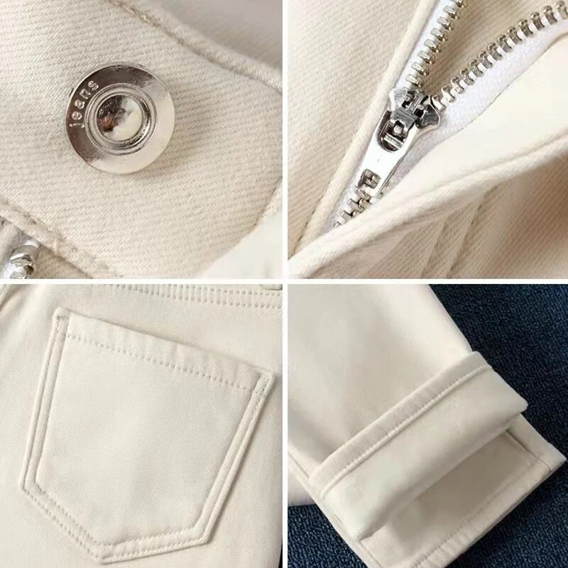 Classic Plus Baršunaste ravne hlače visokog struka Ženske jesenske tople ženske hlače do gležnja Ženske traperice za sve vrste ulične odjeće