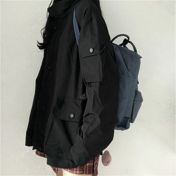 Βασικά μπουφάν Γυναικεία ανοιξιάτικα μακρυμάνικα γυναικεία ενδύματα Loose BF Harajuku Chic Students All-match New Fashion Cargo Solid Pocket