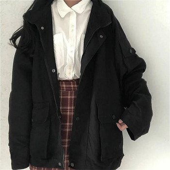 Базови якета Дамски пролетни якета с дълъг ръкав Feminino Outwear Свободни BF Harajuku Chic Студентски Универсални Нова мода Карго плътен джоб