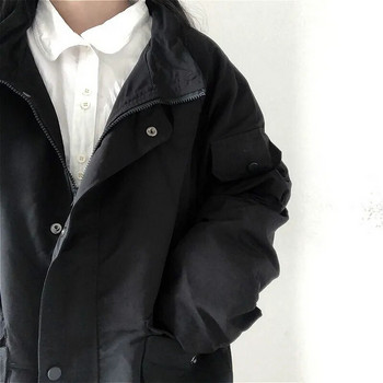 Базови якета Дамски пролетни якета с дълъг ръкав Feminino Outwear Свободни BF Harajuku Chic Студентски Универсални Нова мода Карго плътен джоб